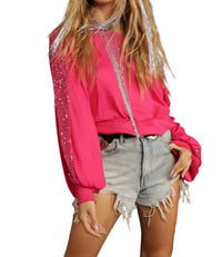 Vision - Jenicka Sequined Trimmed Waffle Knit Top