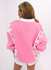 Main Strip Very Cutesy Floral Pullover Sweatshirt in pink - women's top - alternate view