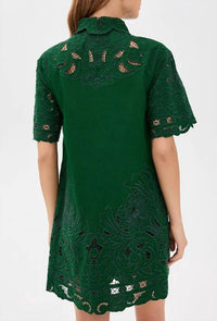 Sea - Ceci Embroidery Short Sleeve Shirt Dress