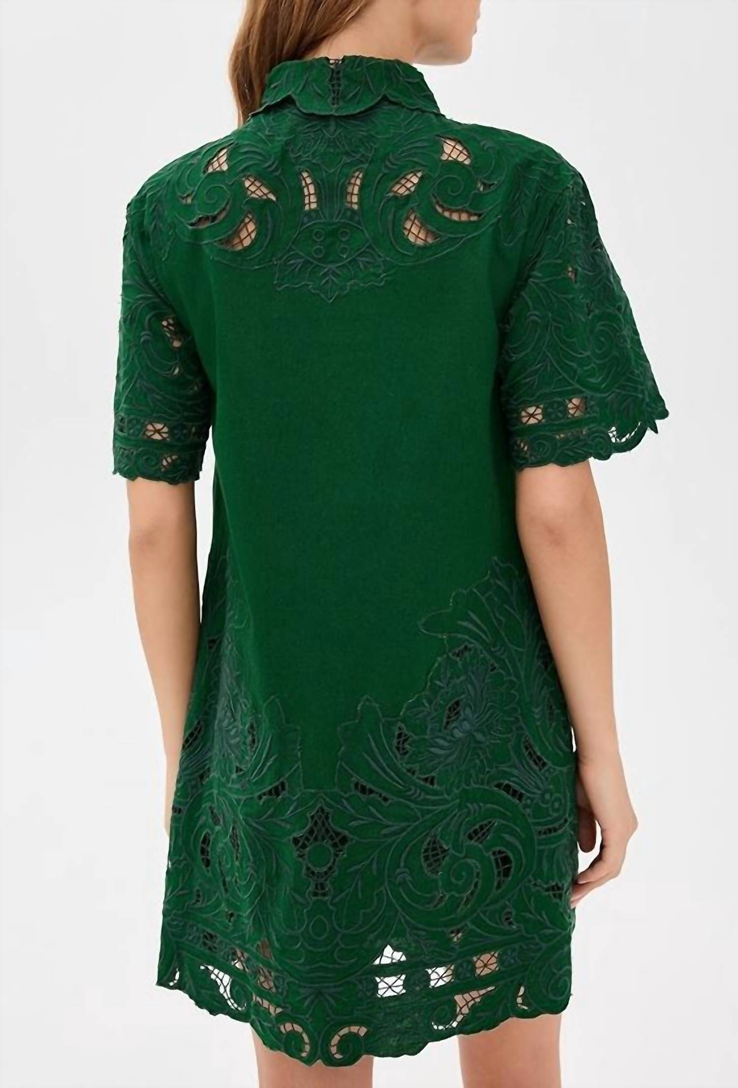 Sea - Ceci Embroidery Short Sleeve Shirt Dress