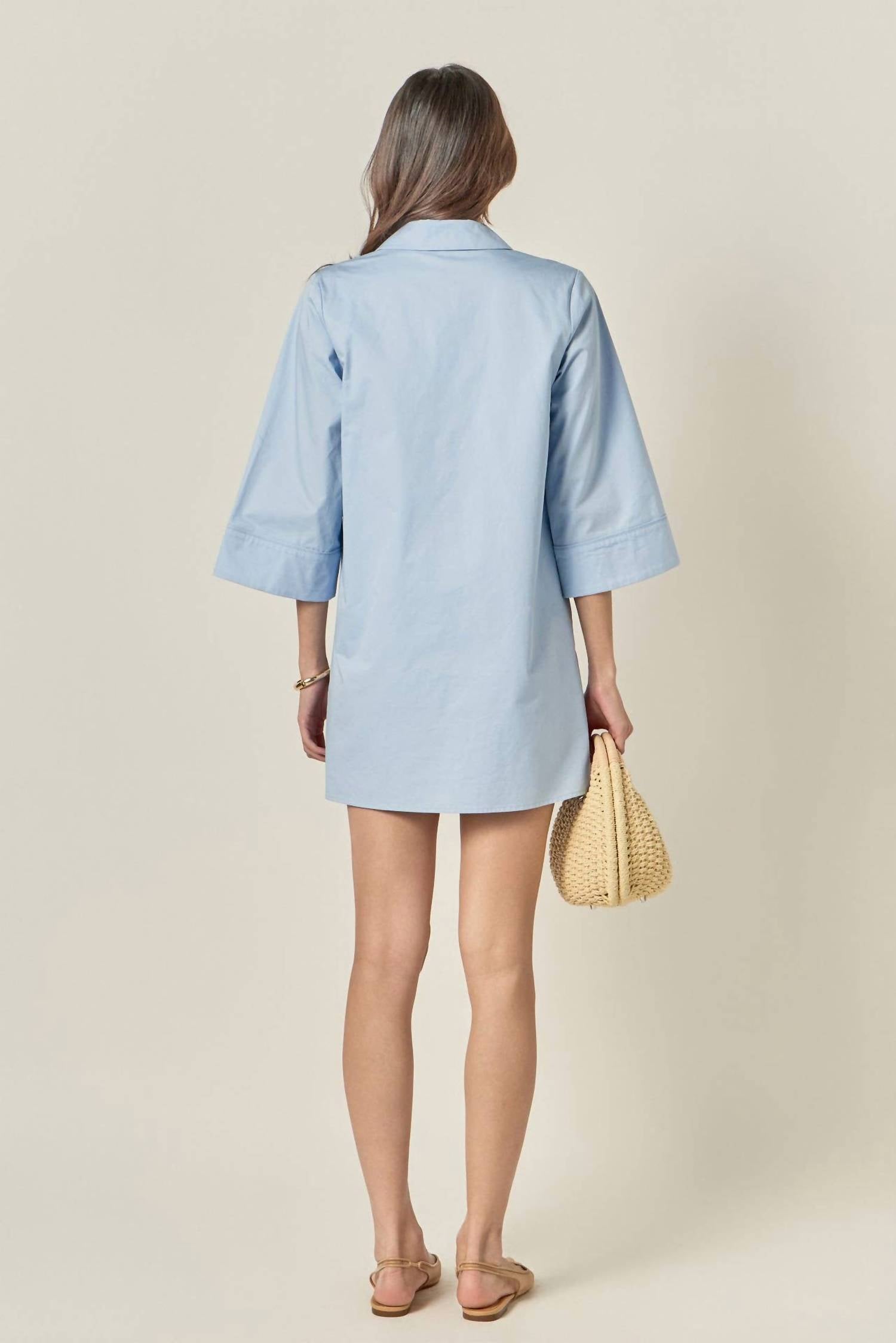 English Factory - Appliqued Shirt Mini Dress