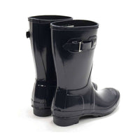 HUNTER Women's Original Short Gloss Rain Boots in navy - women's shoe - detail view