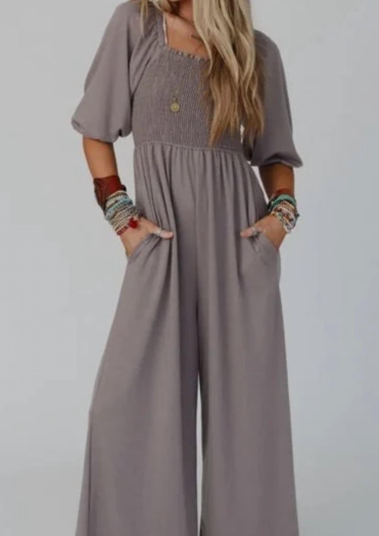 Three Bird Nest - Smocked Wide Leg Jumpsuit