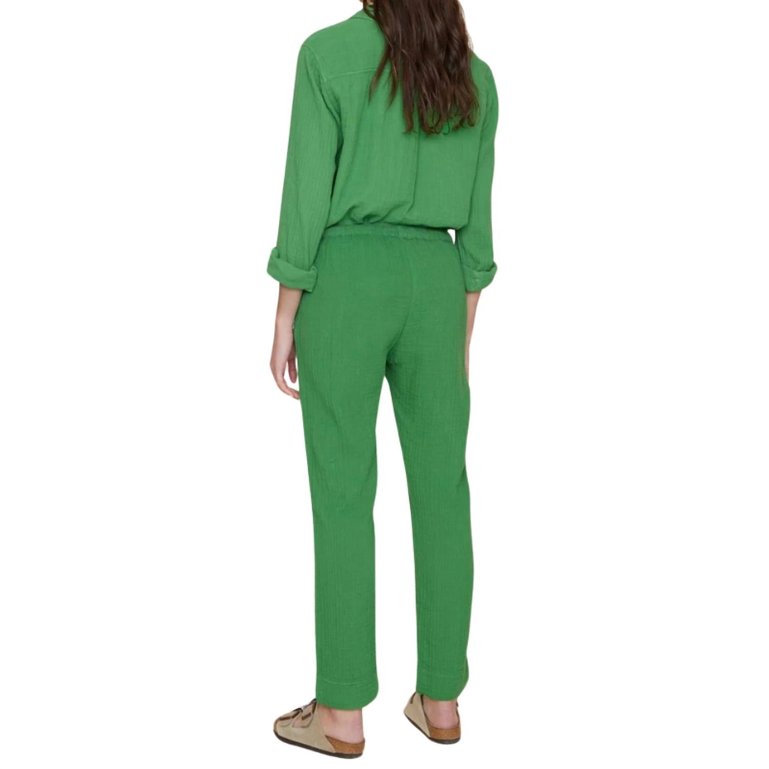 XIRENA Jordyn Cotton Pant in green - women's pants - detail view