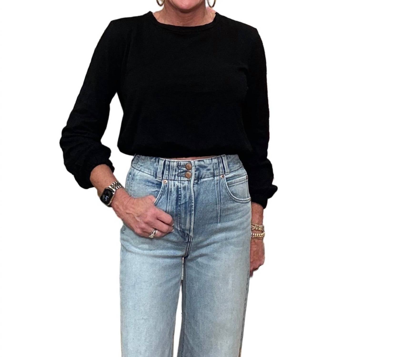 Bobi - Long Sleeve Elastic Hem Tee