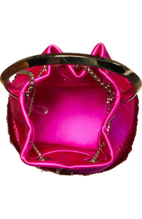 JIMMY CHOO Bon Bon Small Fringed Satin Bucket Bag in fuchsia - women's bag - view 5