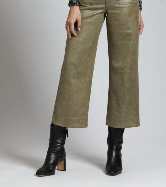 Apny - Vegan Leather Wide Leg Pant