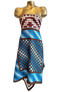Candice Held - Women's Carmen Geometric Tiles Vintage Midi Scarf Dress