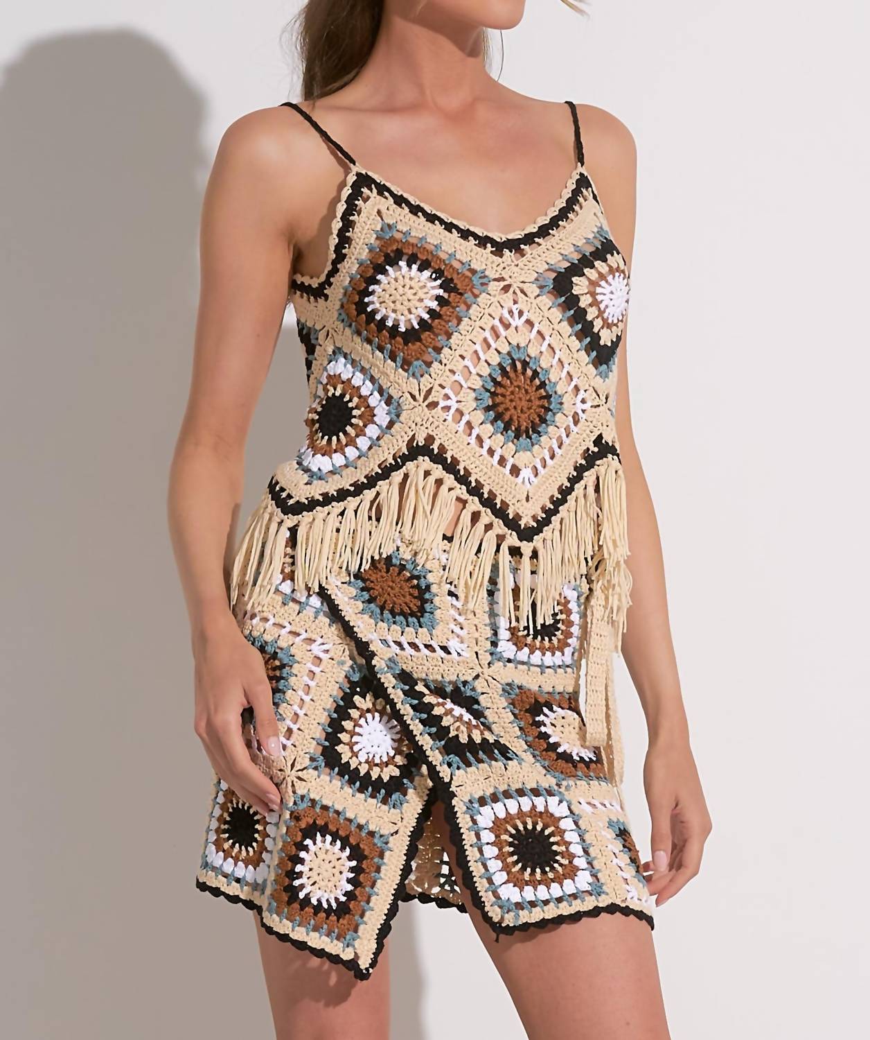 Elan - Island Crochet Tank with Fringe Bottom