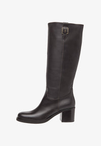 NeroGiardini Women's Vienna Zip Riding Boot in dark brown - women's shoe