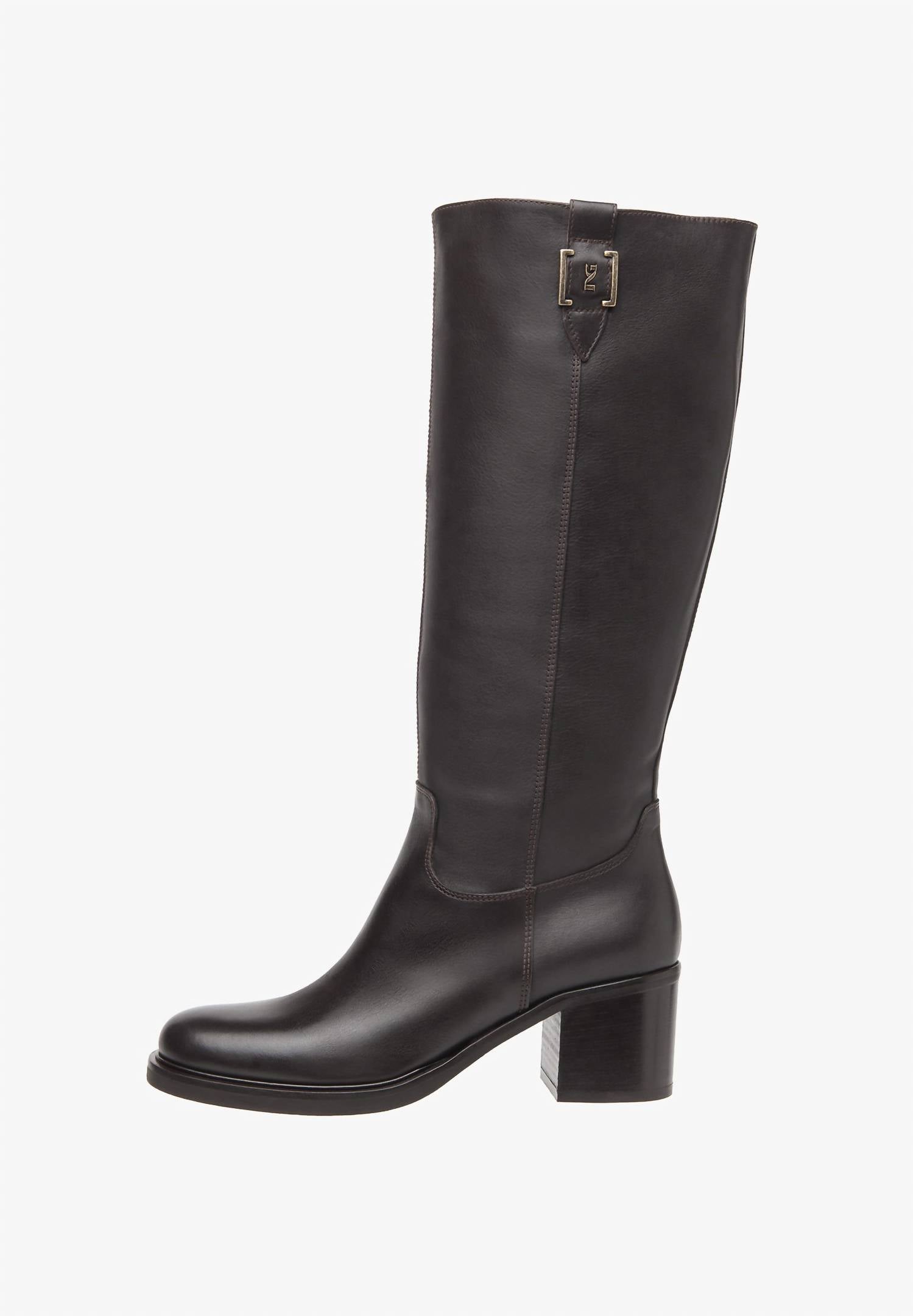 NeroGiardini Women's Vienna Zip Riding Boot in dark brown - women's shoe