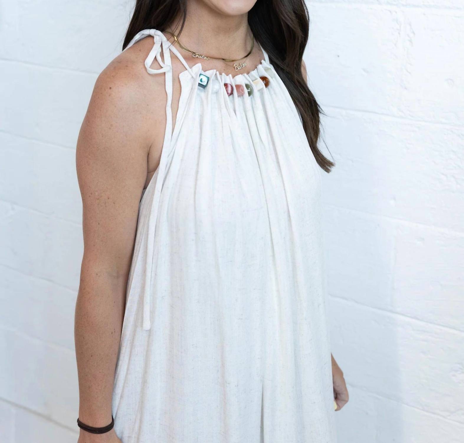 Trend:Notes - Beaded Linen Maxi Dress