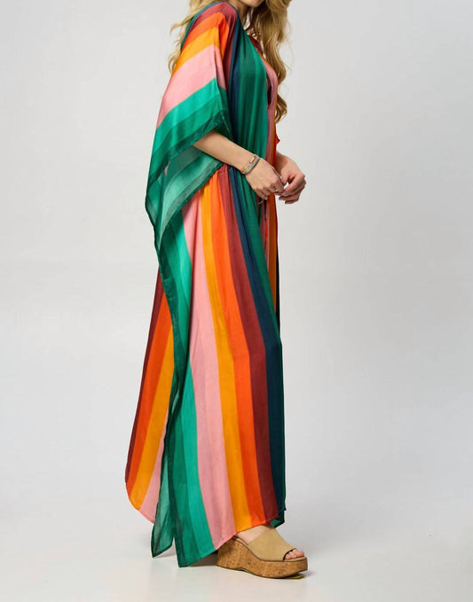 Saachi - Striped Kaftan with Tie Waist