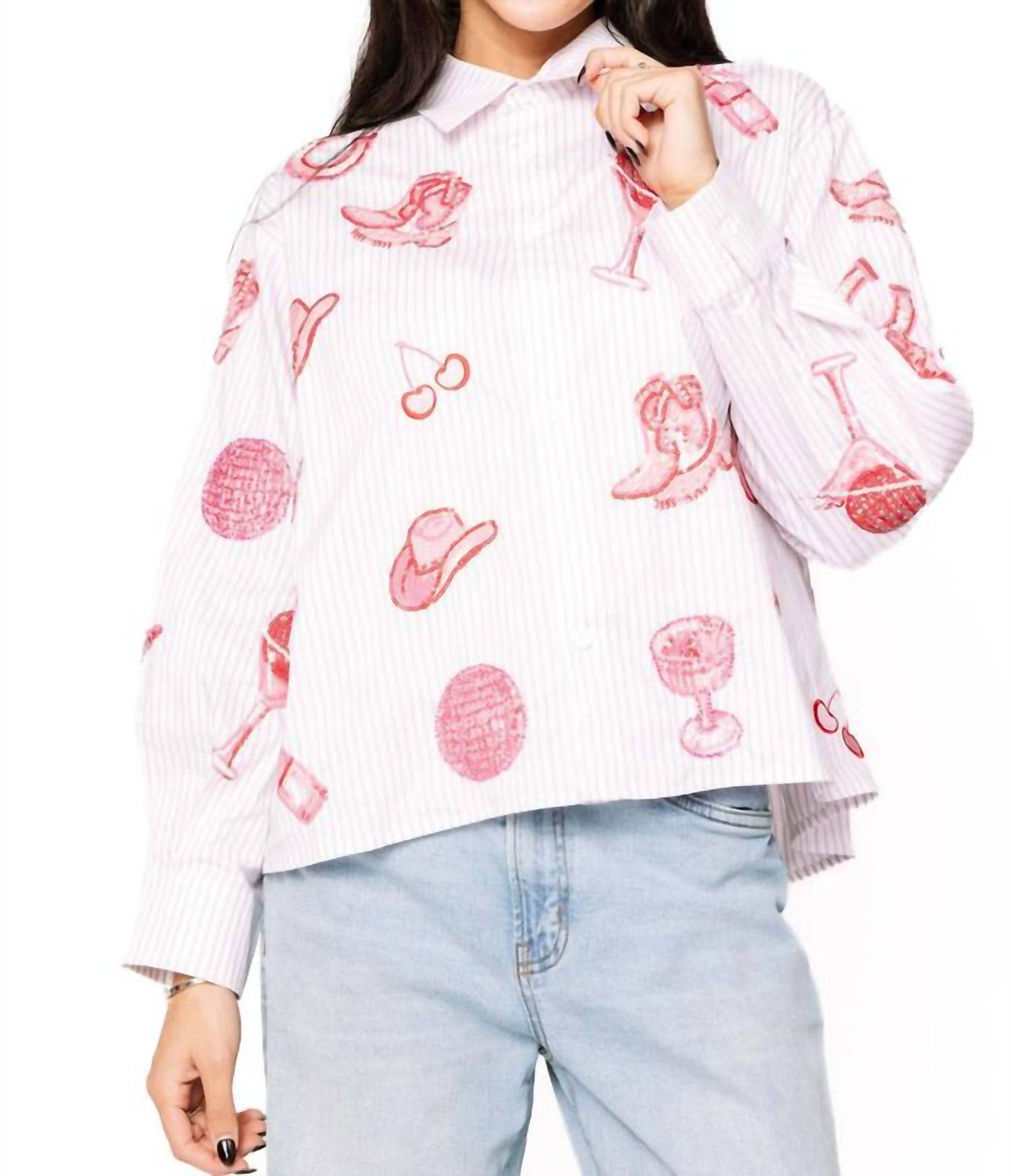 Queen Of Sparkles - Disco Cowgirl Icon Collared Top