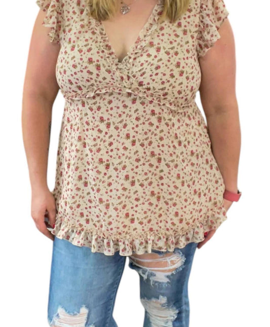 Jodifl - Floral Babydoll Ruffle Top