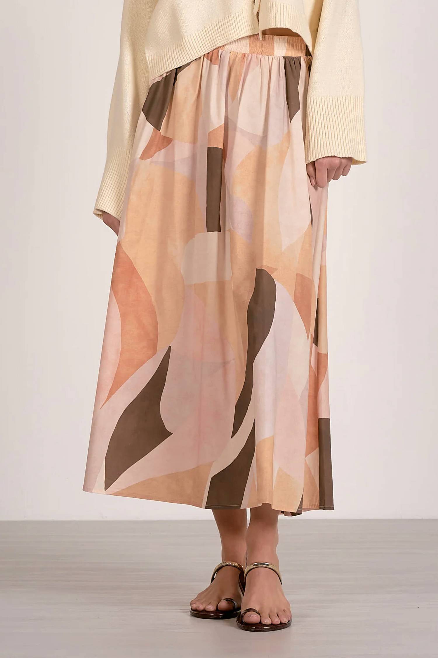 Elan - Neutral Prism Midi Skirt Set