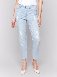 Charlie B - Pearl Appliqué Slim Leg Pant