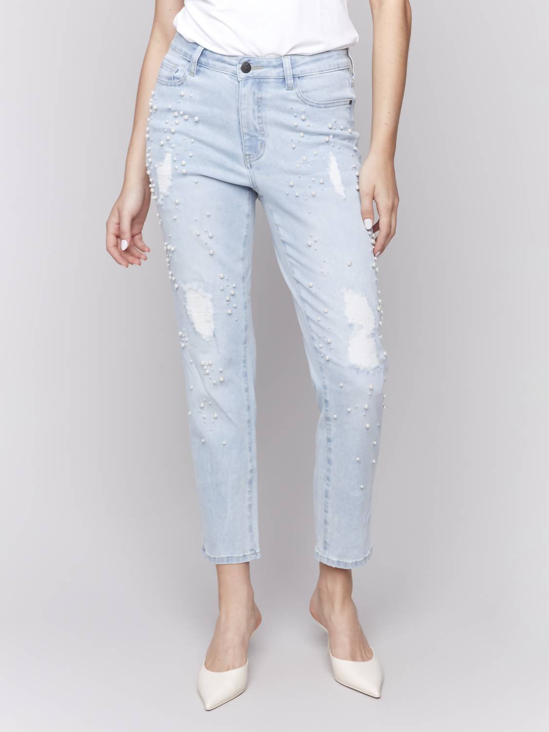 Charlie B - Pearl Appliqué Slim Leg Pant