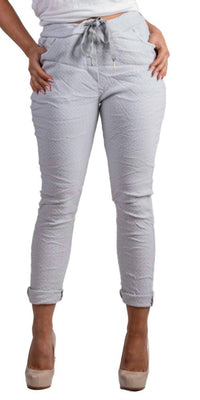 GIGI MODA Diamante Tie-Waist Pants in dove gray - women's pants