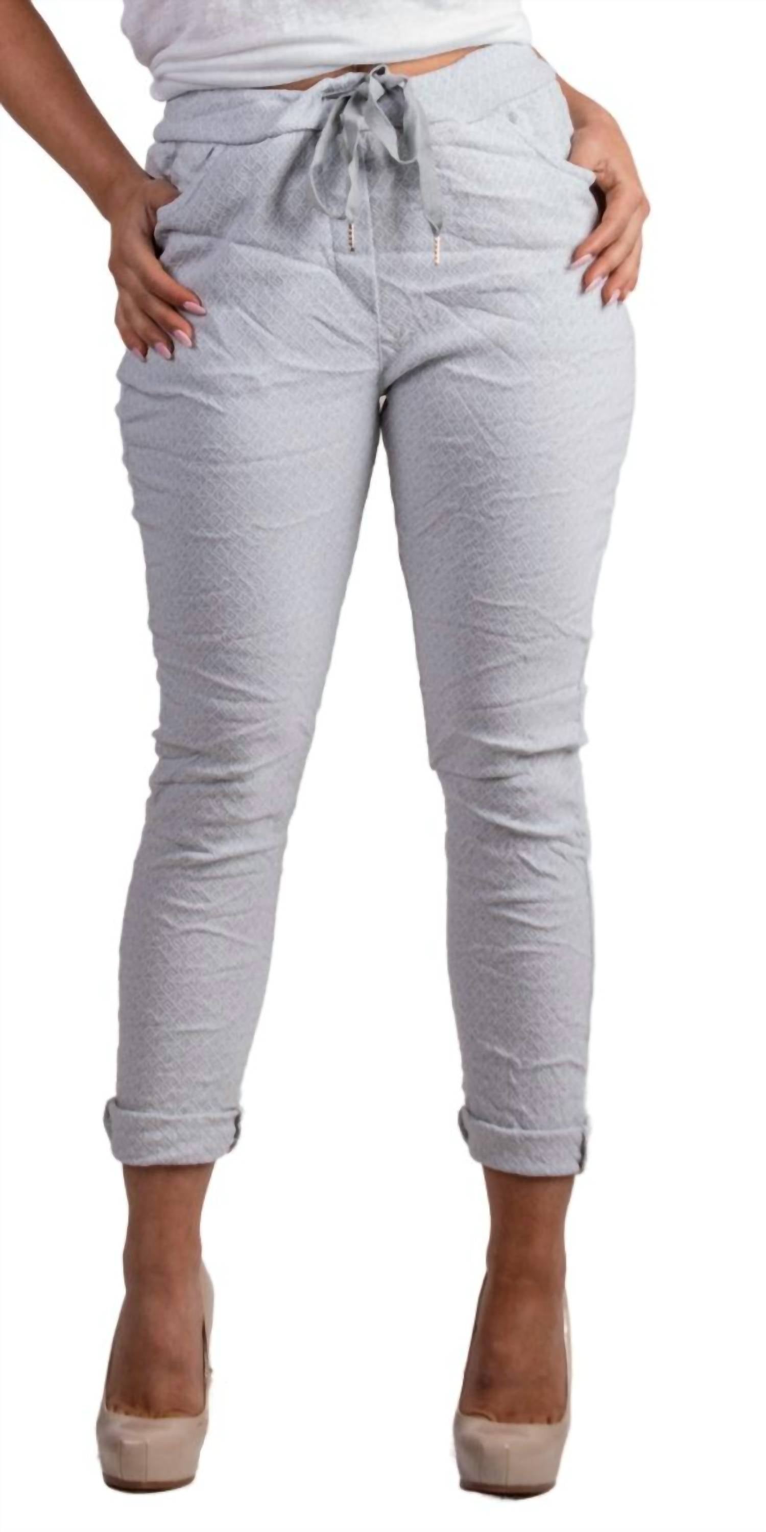 GIGI MODA Diamante Tie-Waist Pants in dove gray - women's pants