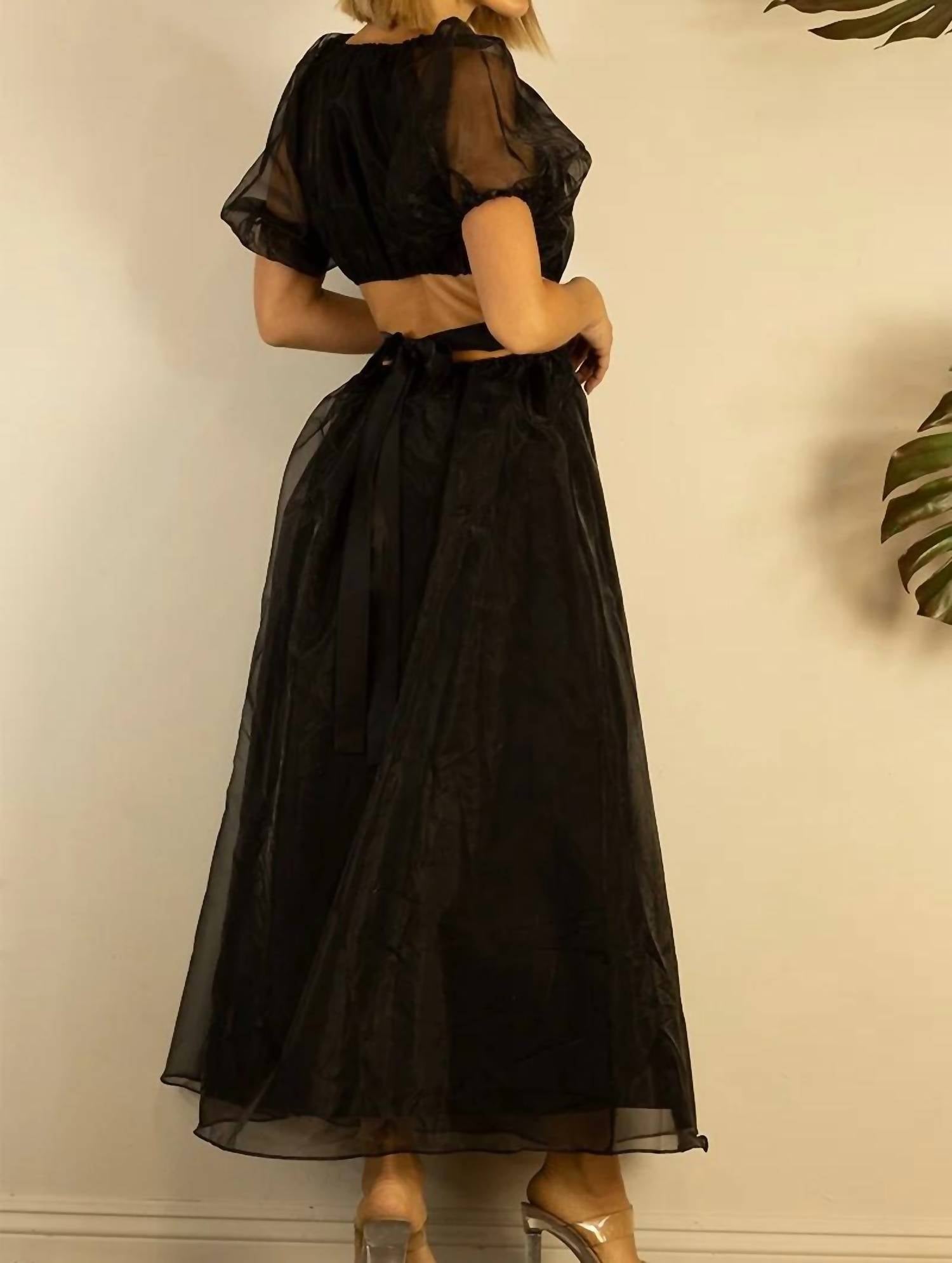 Mulla - Organza Puff Sleeve Long Dress