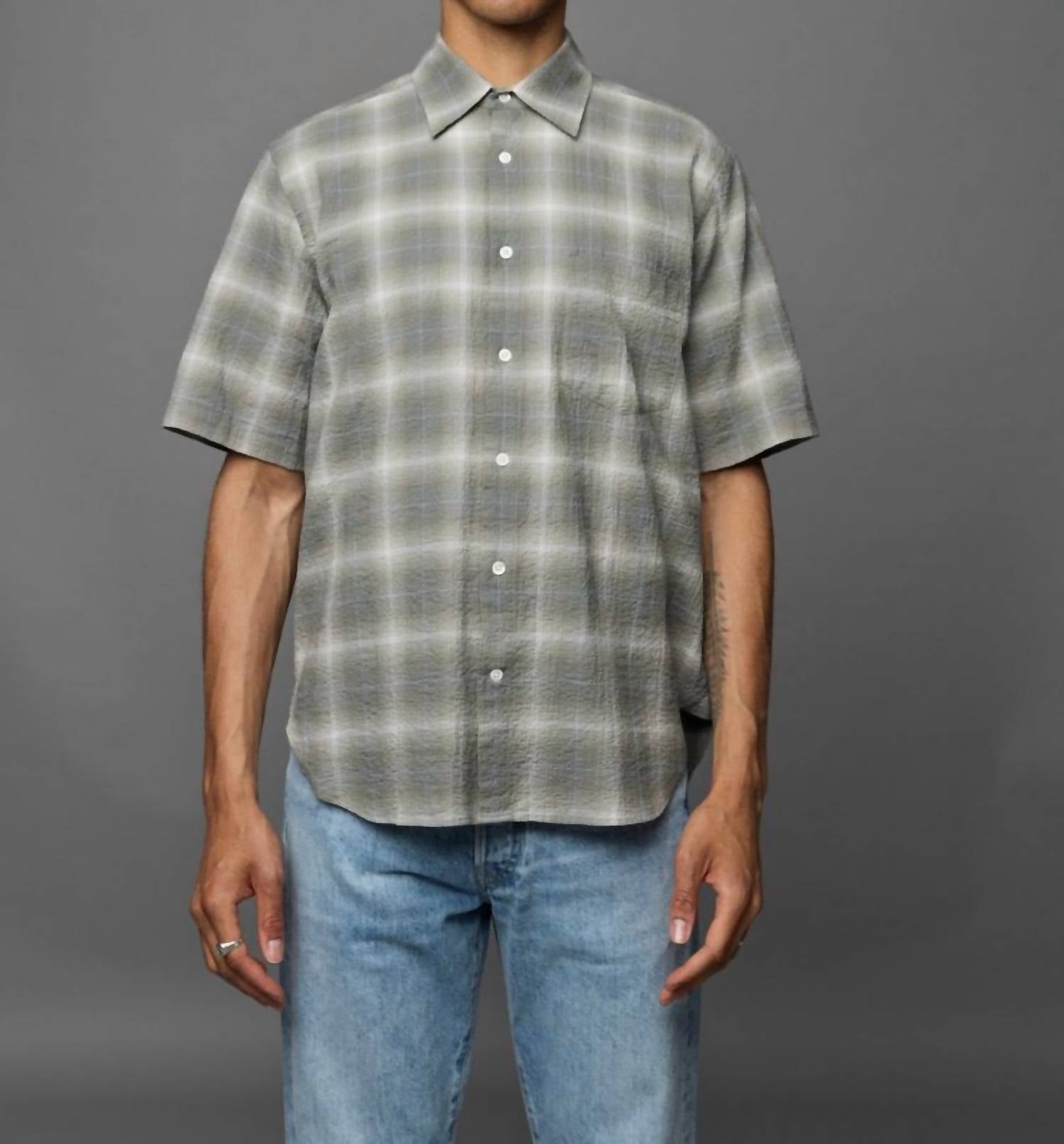 C.O.F. Studio - Standard Short Sleeve Seersucker Check Shirt