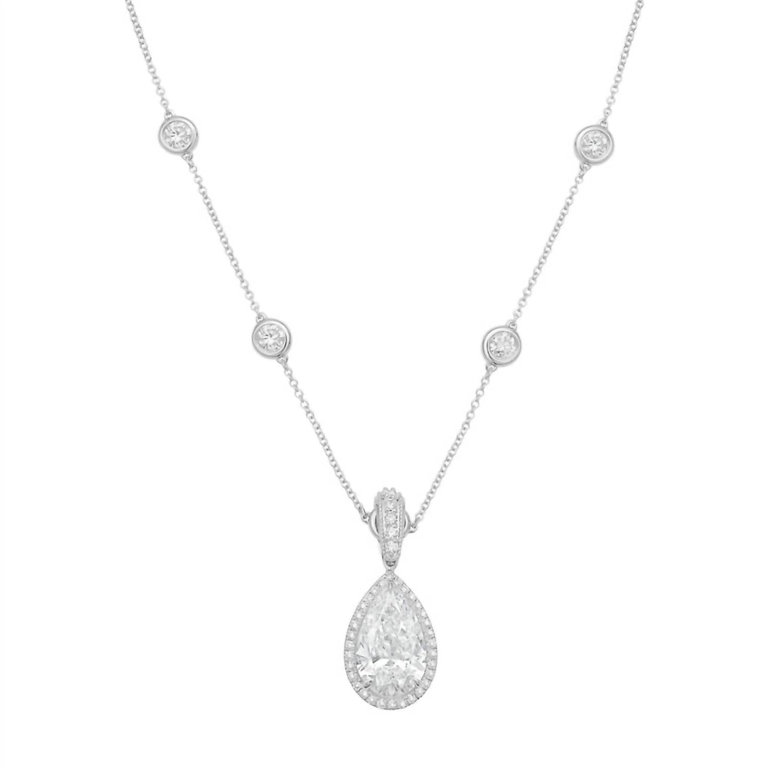 Diana M Jewels - Women's Pear & Round Lab-Grown Diamond Pendant Necklace (6.00 Ct) - Elegant