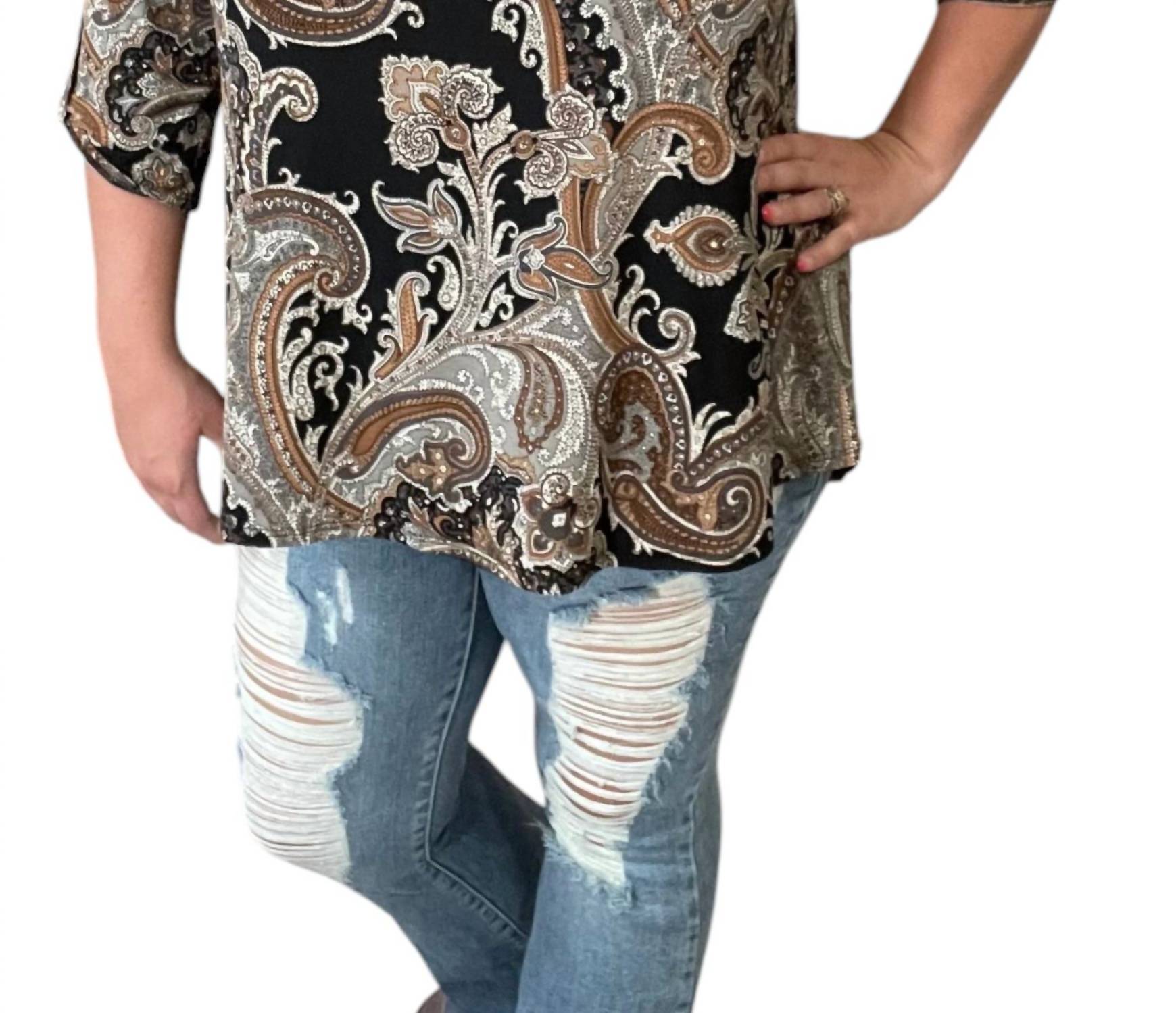 Honeyme - Paisley Gabby Top