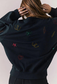 Chaser Allover Icons Pullover in black - women's top - detail view