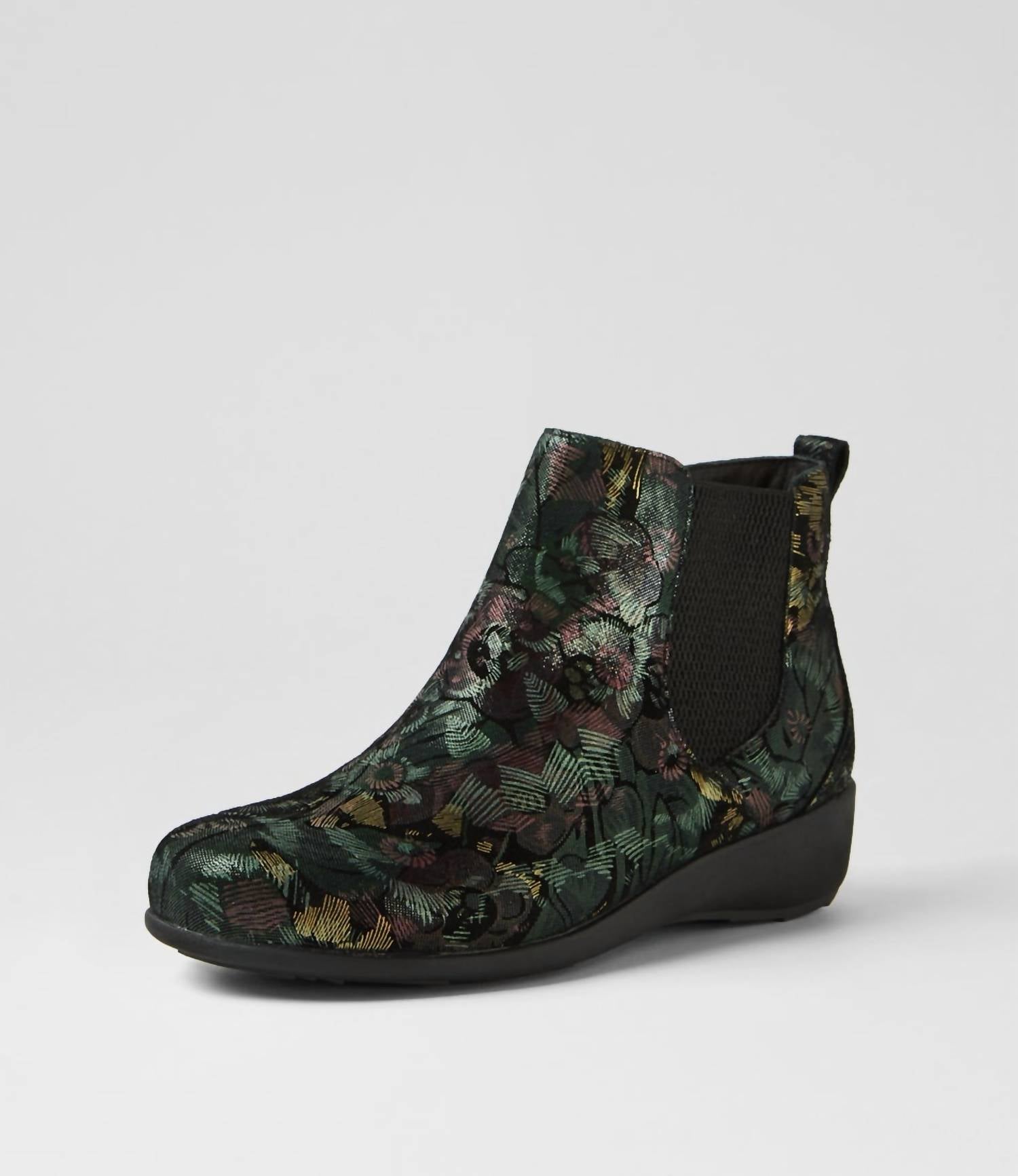 Ziera Women's Shanghai Xf Boots in black forest flower - women's shoe - detail view