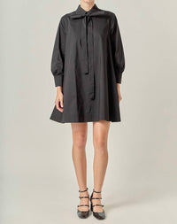 English Factory Bow Dress in black - women's dress - detail view