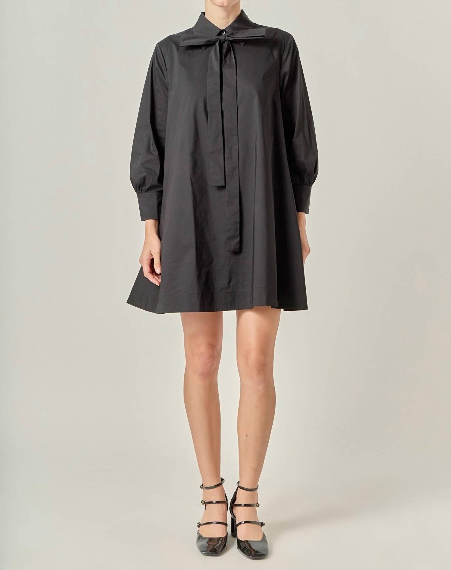 English Factory Bow Dress in black - women's dress - detail view