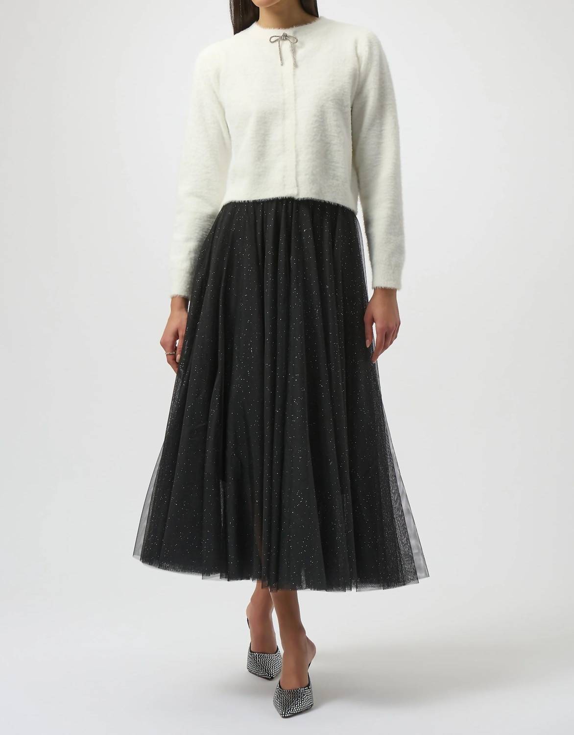 Joseph Ribkoff - Glittered Tulle Flared Skirt