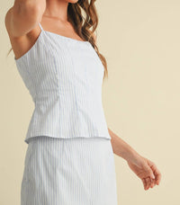 Klesis - Striped Lace Up Top & Skirt Set