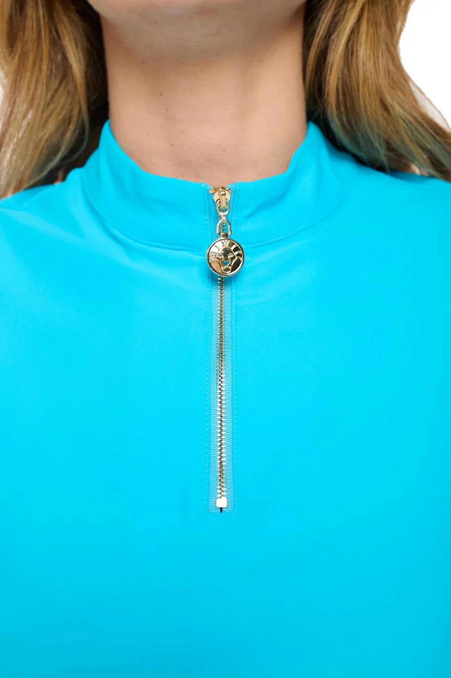 Aryeh Elaine Sleeveless Zip Top in sky blue - women's tank top - alternate view