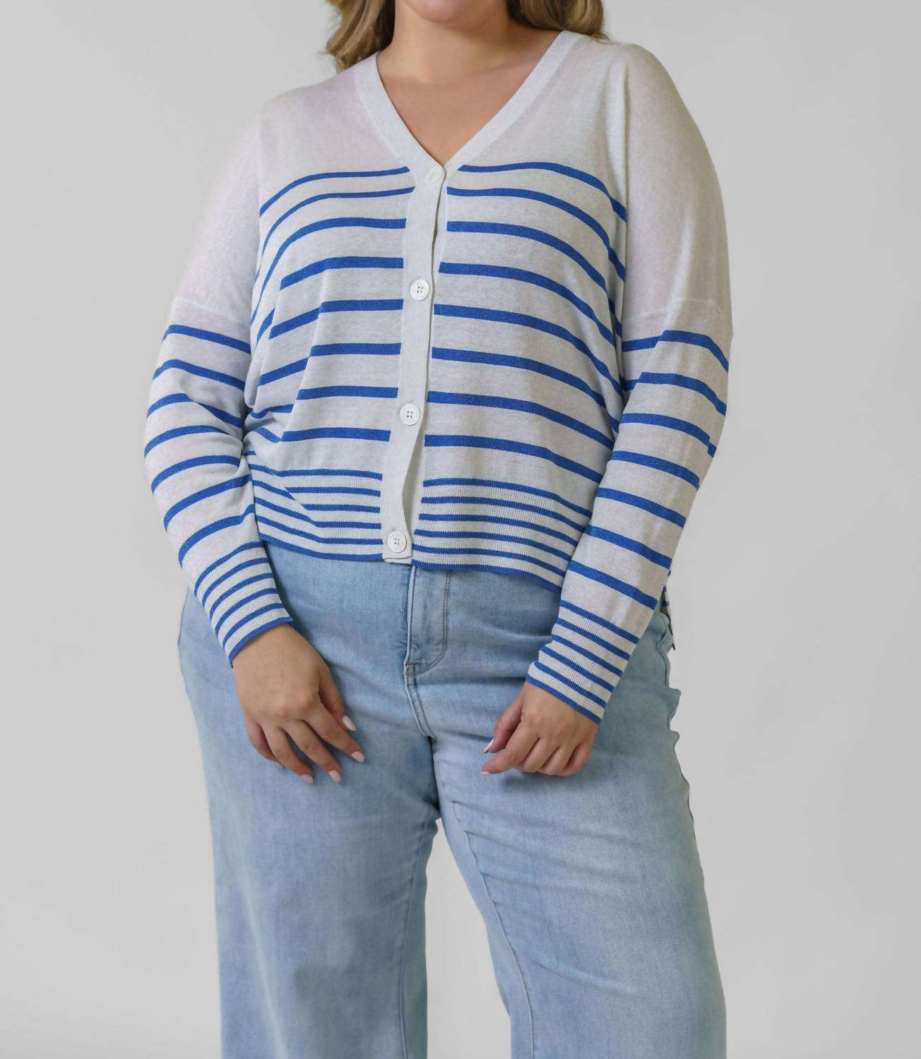 Estheme - Navy Stripe Cardigan - Plus