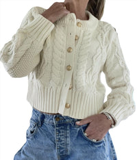 Pink Pineapple - Celine Crop Cable Cardigan