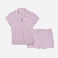 The Sleep Code Women's Ticking Stripe Short Pj Set in berry - women's item - view 5