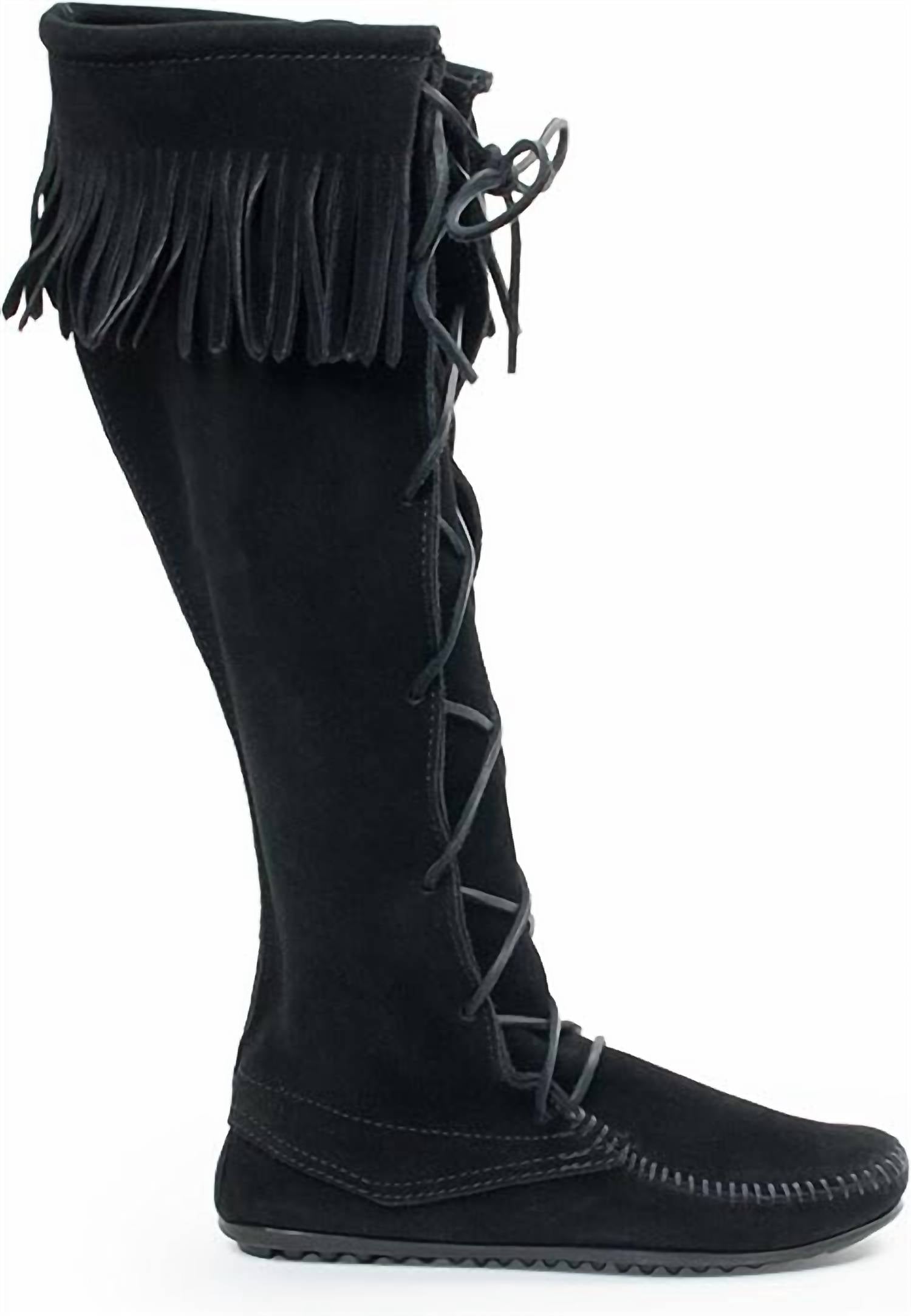 Minnetonka - Women's Front Laced Knee High Fringe Moccasin Boot