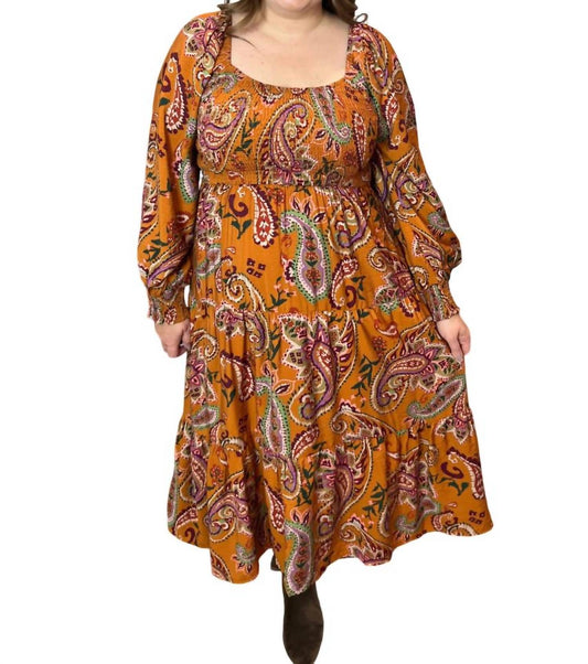 Oddi - Paisley Smocked Midi Dress