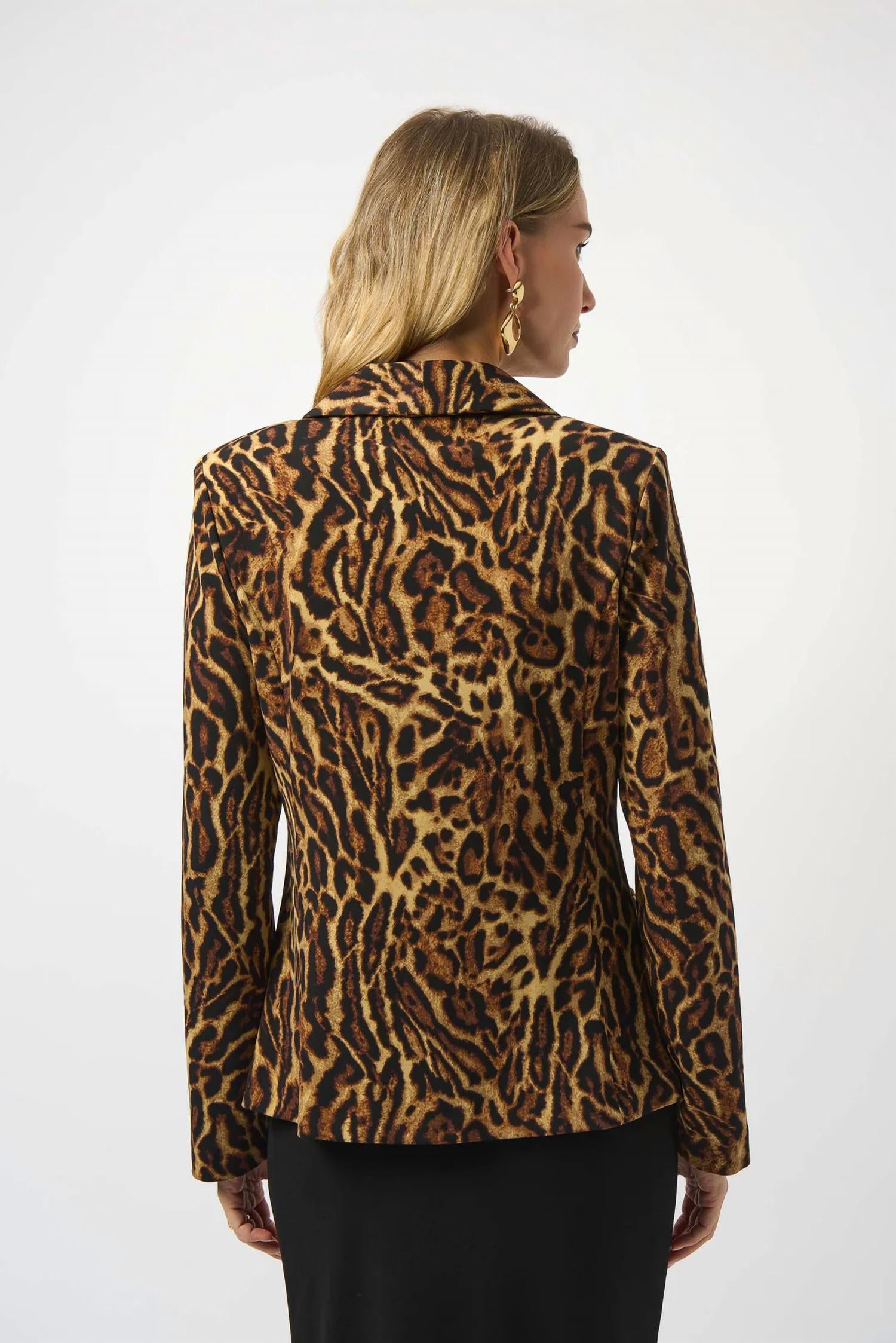 Joseph Ribkoff Animal Print Fitted Blazer Jacket in black brown - women's jacket - alternate view