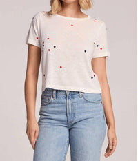 Chaser Baby Heart Toss Tee in white - women's t-shirt