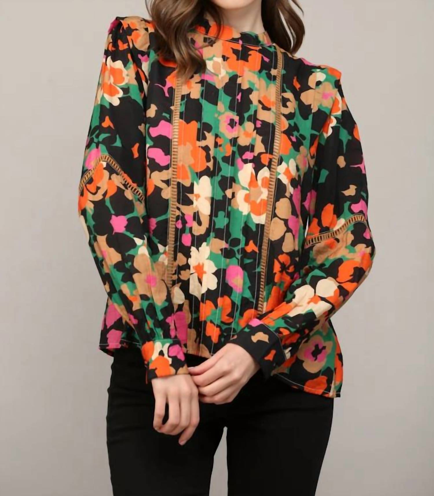 Fate - Marigold Tucked Lace Insert Blouse
