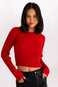 Rowan + Riot - Ruched Open Back Rib Sweater