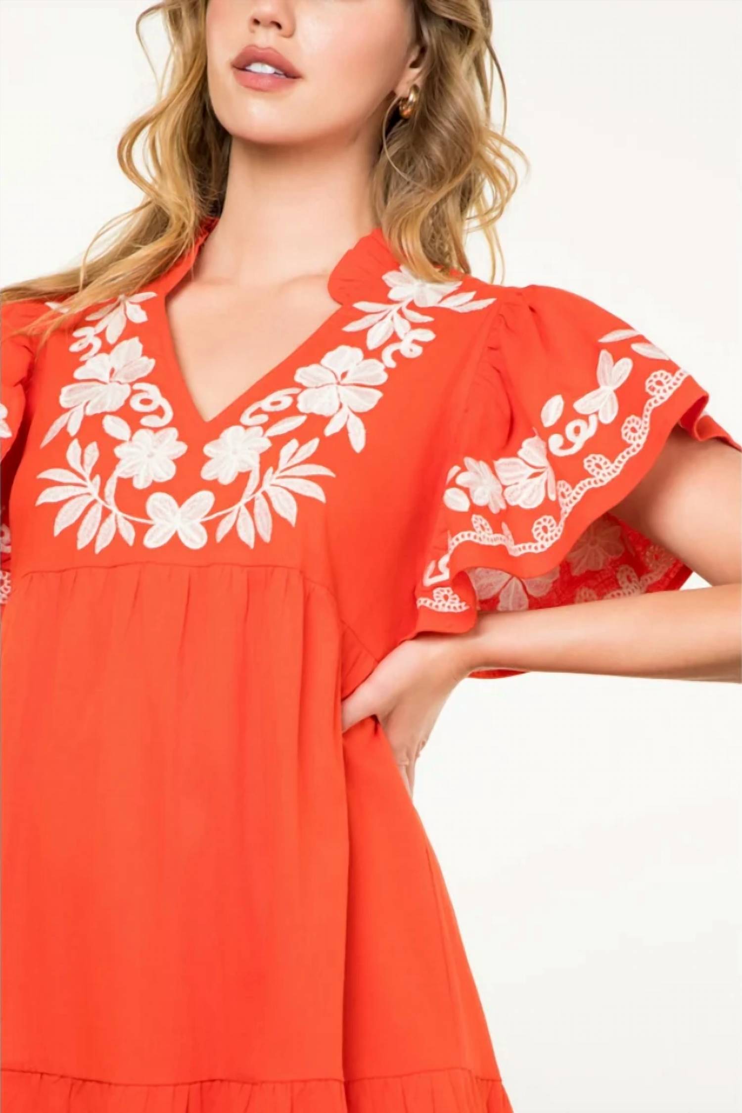 Thml - Sierra Embroidered Flutter Sleeve Dress