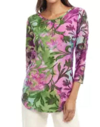 Karen Kane In The Garden Shirttail Top in the garden shirttail top in tiedye - women's blouse