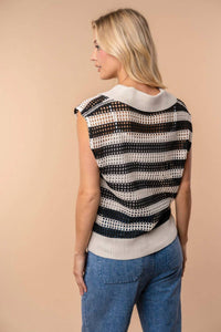 White Birch - Sleeveless Striped Knit Top