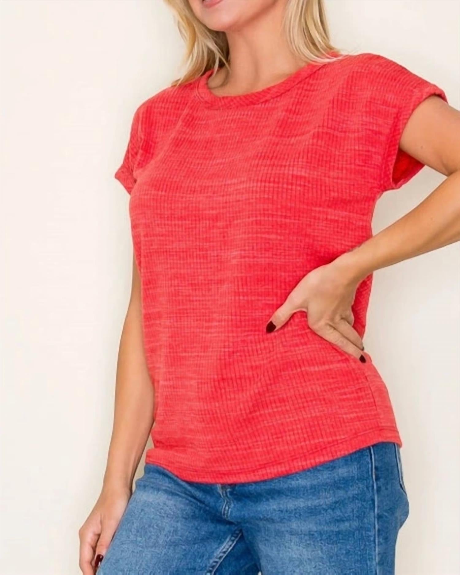 Staccato - Textured Knit Short Sleeve Top