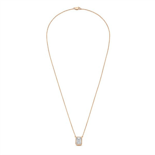 Diana M Jewels - 9.00cts Lab Grown Emerald Bezel Pendant Necklace