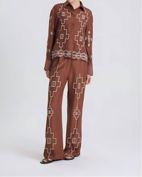 Maria Cher Mile Hile Jax Pants in tobacco - women's pants - detail view